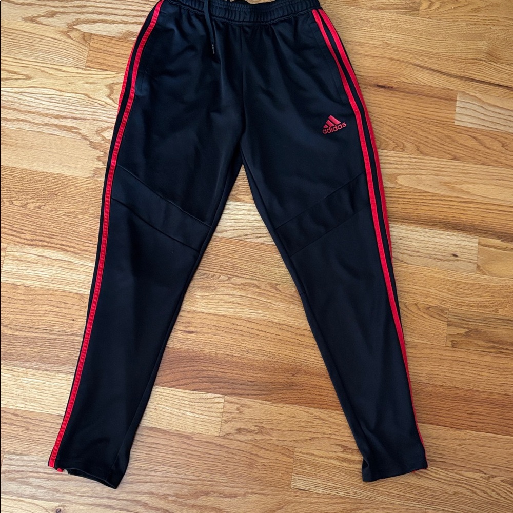 Adidas Black Joggers with Red Stripes